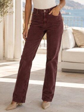 Free People We The Free Mid-Rise Cord Straight Leg Pants Jeans XS New 279400